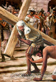 ...him they compelled to bear His cross Matt.27:32